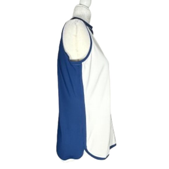Lady Hagen Women's Blue White Sleeveless Golf Polo Collared V-Neck Top Medium - Picture 5 of 8